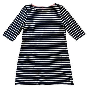 Boden Navy Blue Stripe Nautical Cotton Tshirt Dress Women’s Medium 3/4 Sleeves